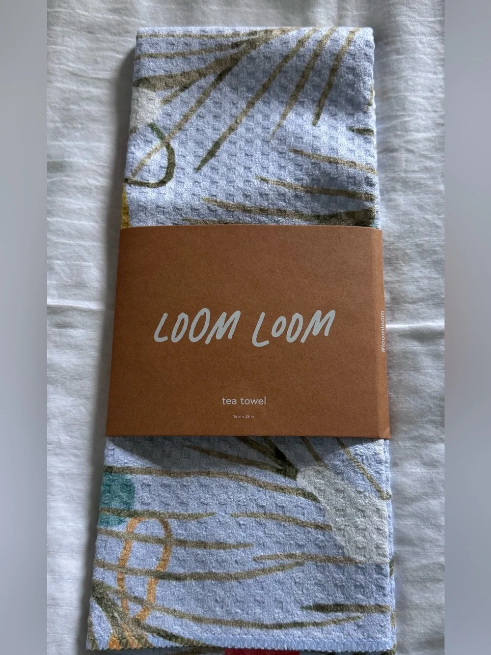 Loom Loom Christmas Ornament Patterned Tea Towel - Light Blue